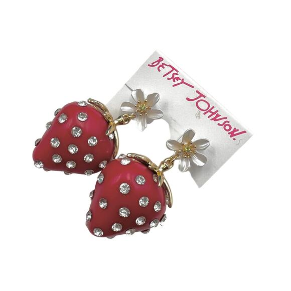 Betsey Johnson Strawberry Earrings Red - Picture 1 of 4